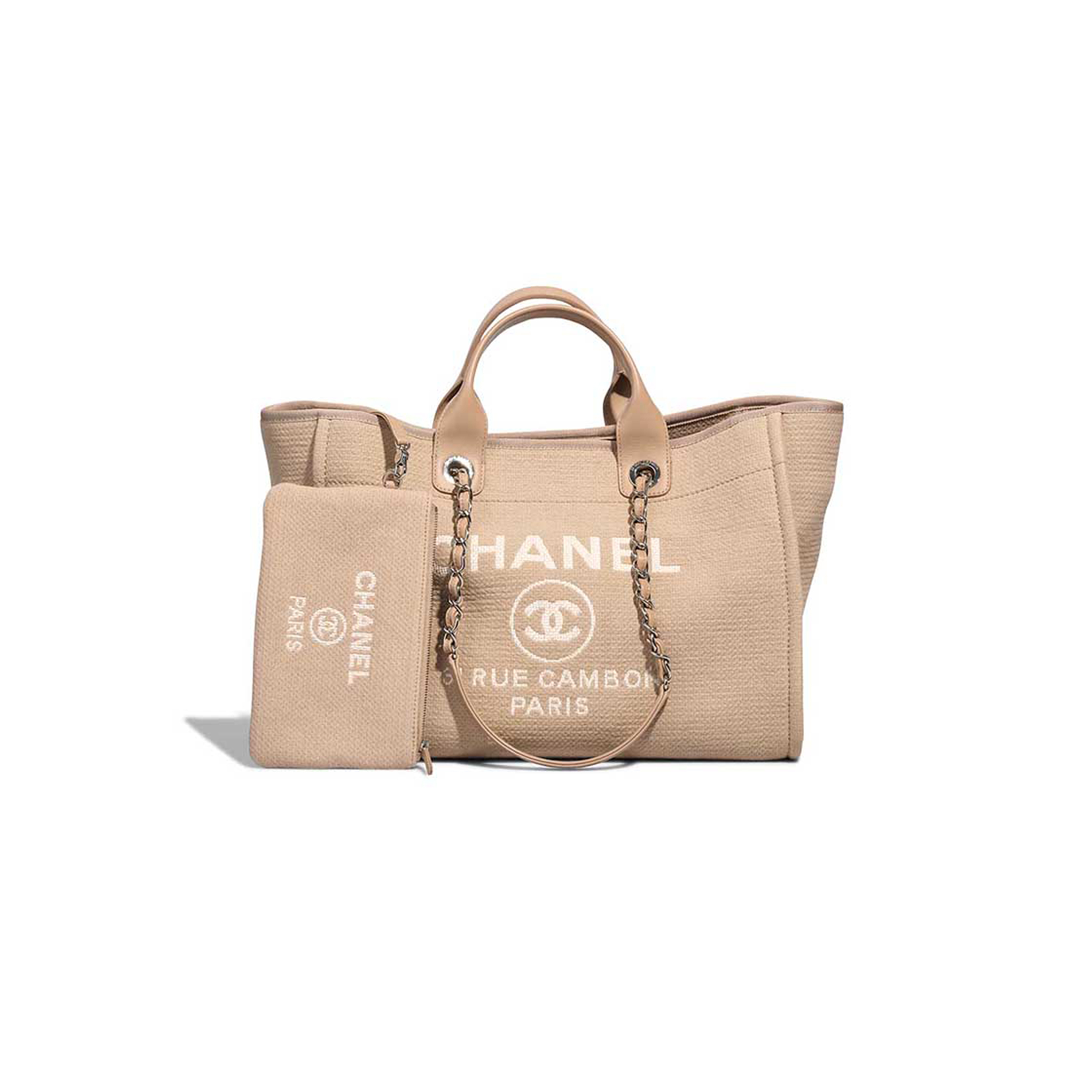 Ch*el deauville medium canvas lamb beige as4317 (39*30*22cm)